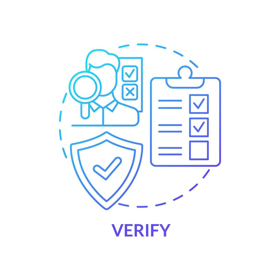 verificare blu pendenza concetto icona. ispezionare potenziale cibo rischio. haccp sistema su pratica astratto idea magro linea illustrazione. isolato schema disegno vettore