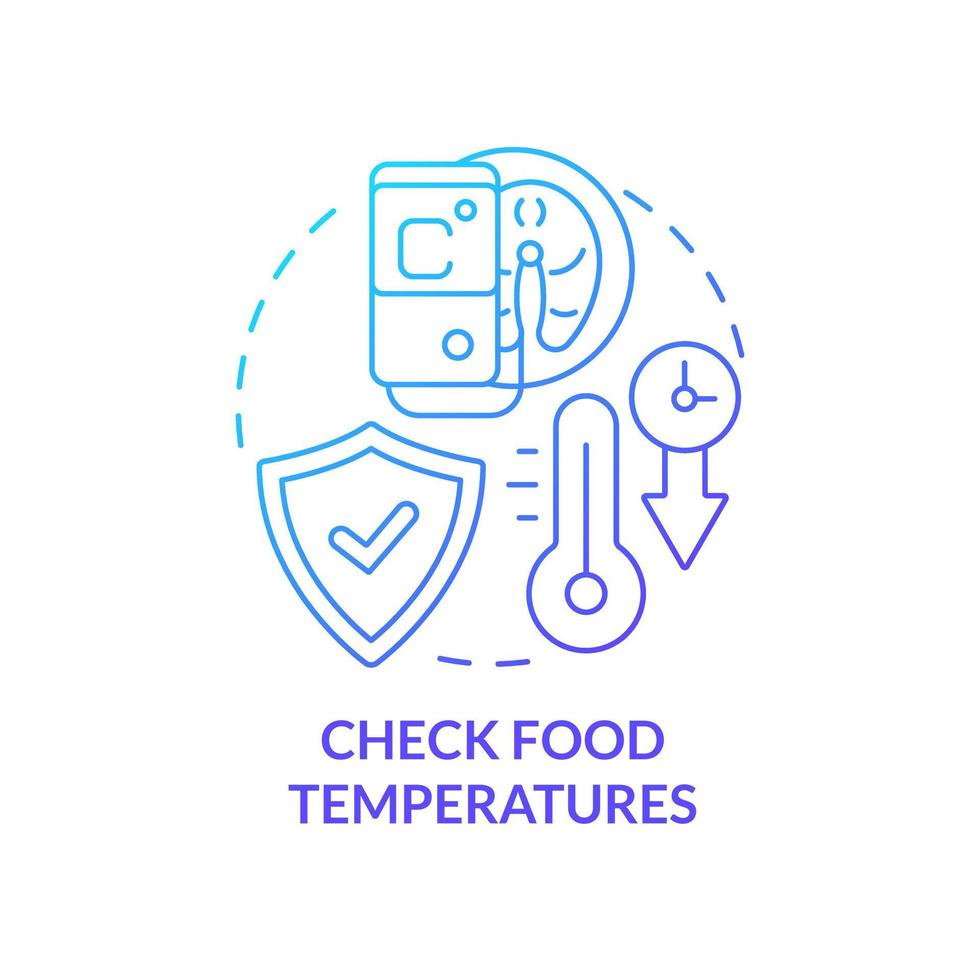 dai un'occhiata cibo temperature blu pendenza concetto icona. prodotti Conservazione termini. haccp su pratica astratto idea magro linea illustrazione. isolato schema disegno vettore