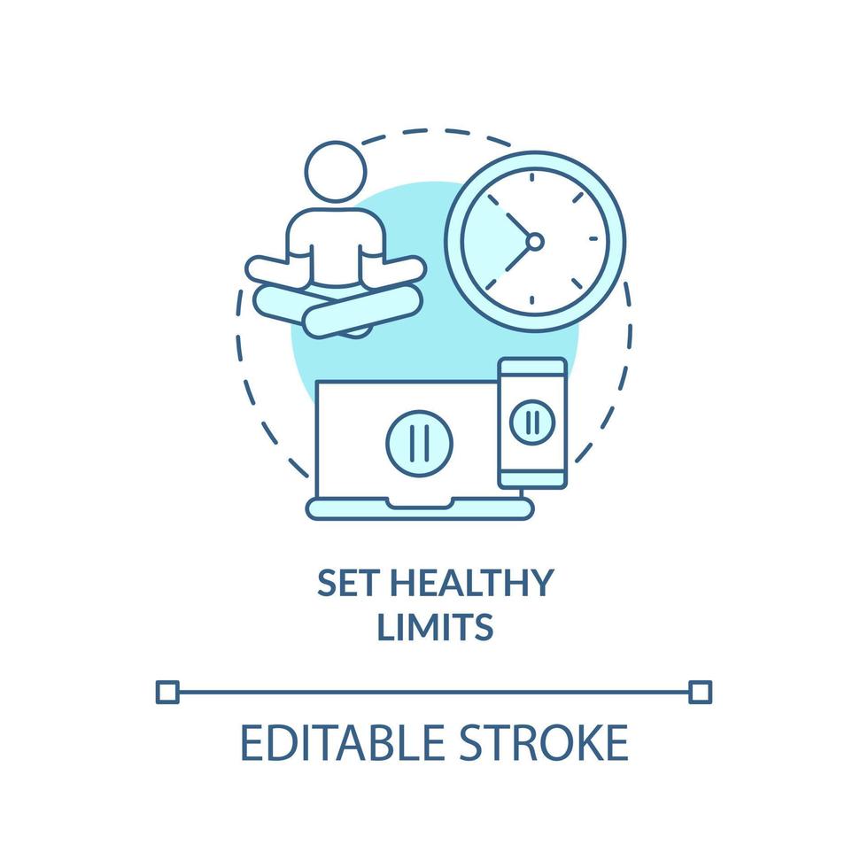 impostato salutare limiti turchese concetto icona. fermare doomsurfing mancia per genitori astratto idea magro linea illustrazione. isolato schema disegno. modificabile ictus vettore