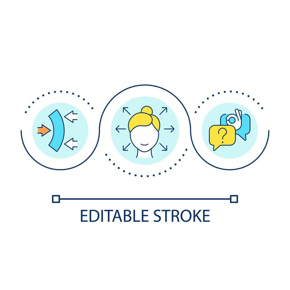 flessibilità e efficienza di uso ciclo continuo concetto icona. utente imbarco. ui UX design i principi astratto idea magro linea illustrazione. isolato schema disegno. modificabile ictus vettore