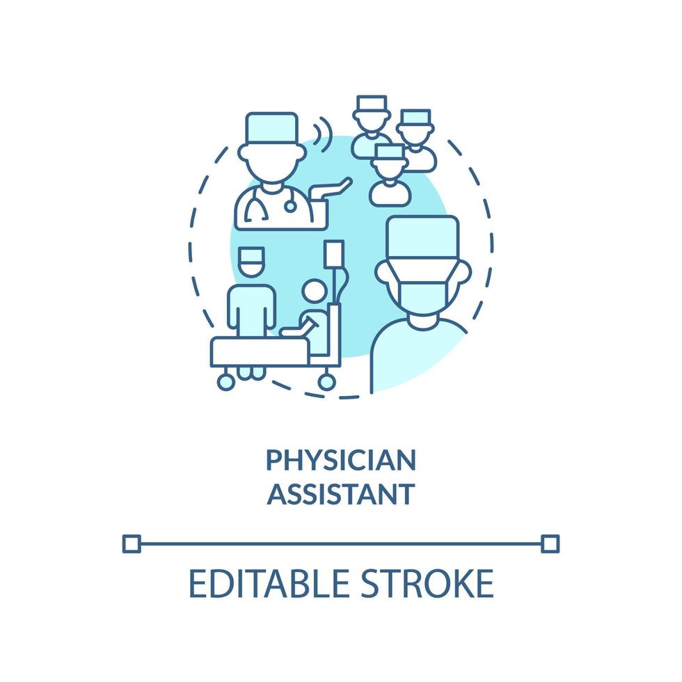 medico assistente blu concetto icona. medico associare. cronico cura gestione astratto idea magro linea illustrazione. isolato schema disegno. modificabile ictus vettore