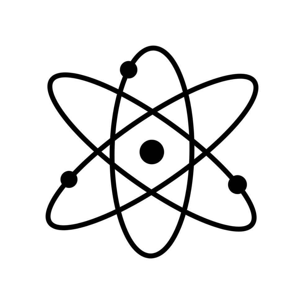 fisica icona vettore. molecola illustrazione cartello. nucleo e atomi simbolo. scienza logo. vettore