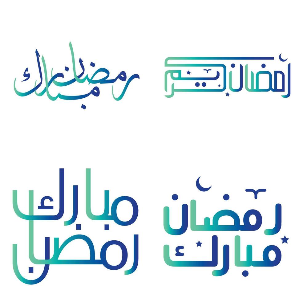 pendenza verde e blu Ramadan kareem vettore illustrazione con tradizionale Arabo calligrafia.