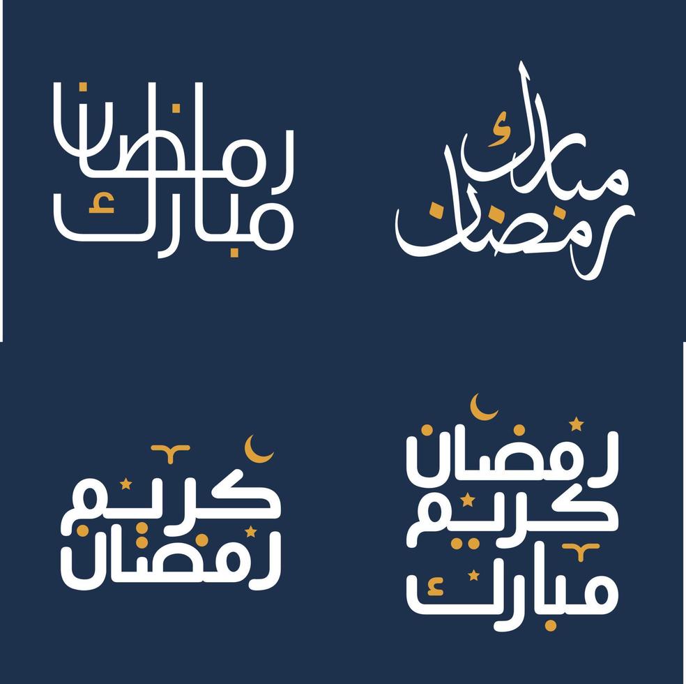 celebrare Ramadan kareem con elegante bianca calligrafia e arancia design elementi vettore design.