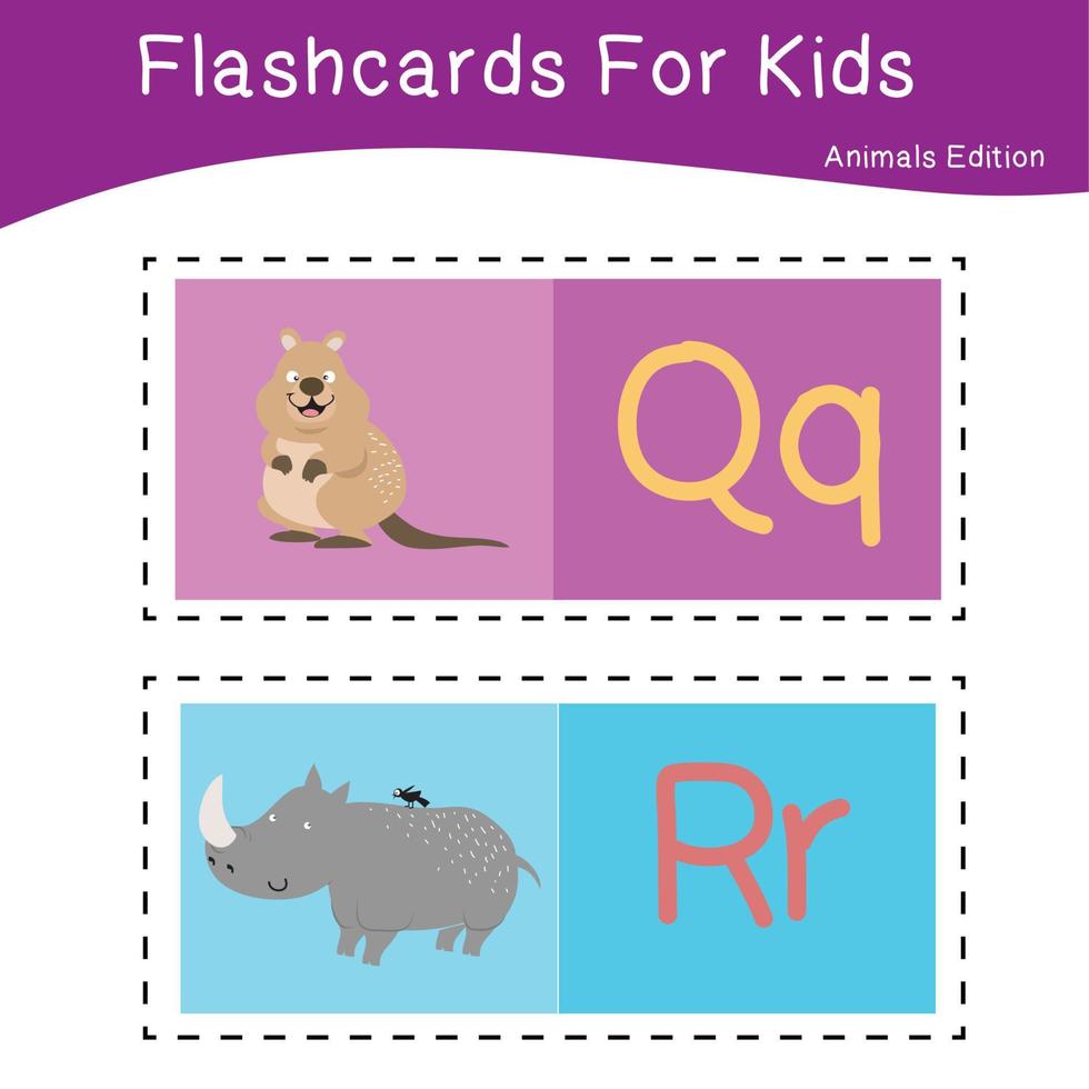 animale alfabeto flashcard. educativo stampabile flashcard. vettore illustrazioni.