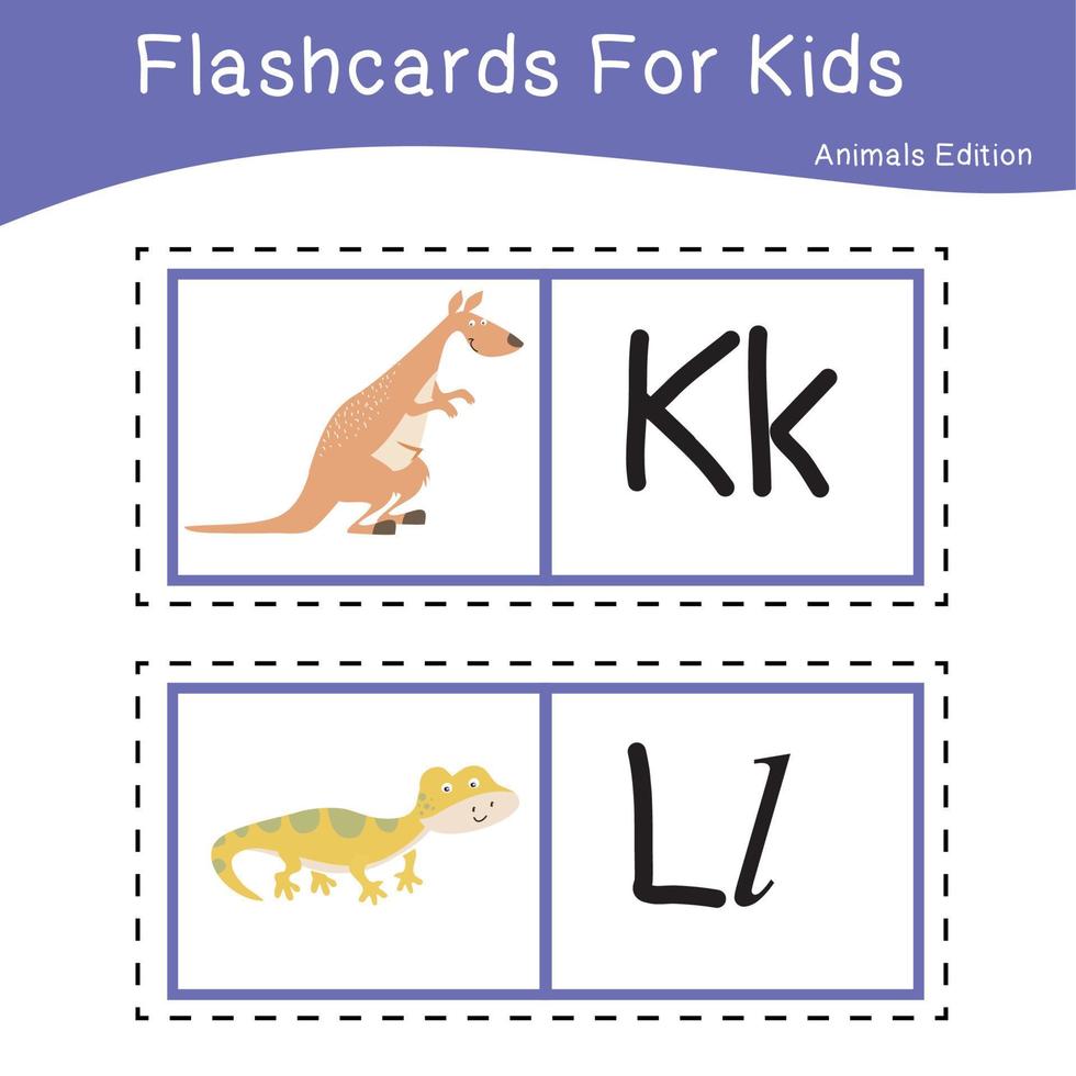 animale alfabeto flashcard. educativo stampabile flashcard. vettore illustrazioni.