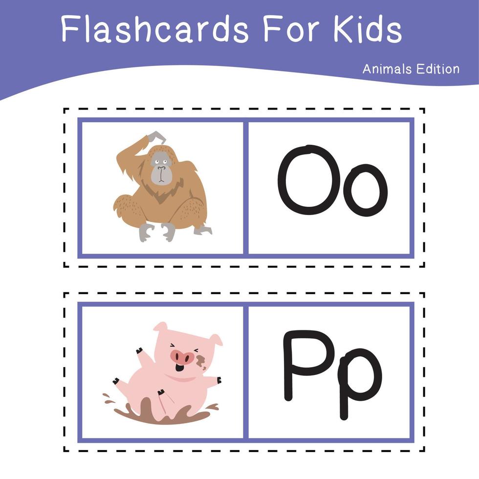 animale alfabeto flashcard. educativo stampabile flashcard. vettore illustrazioni.