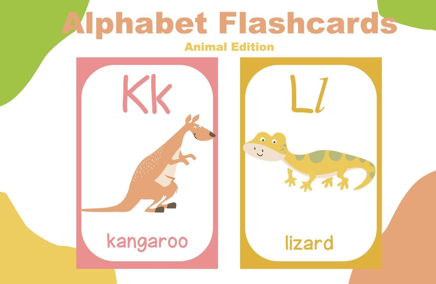 animale alfabeto flashcard. educativo stampabile flashcard. vettore illustrazioni.