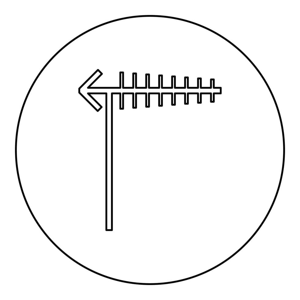 tv antenna televisione antenne trasmissione concetto telecomunicazione icona nel cerchio il giro nero colore vettore illustrazione Immagine schema contorno linea magro stile