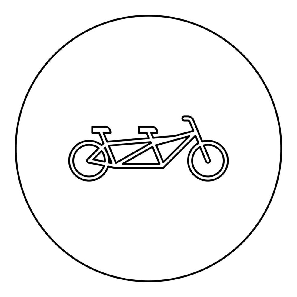 tandem bicicletta bicicletta icona nel cerchio il giro nero colore vettore illustrazione Immagine schema contorno linea magro stile