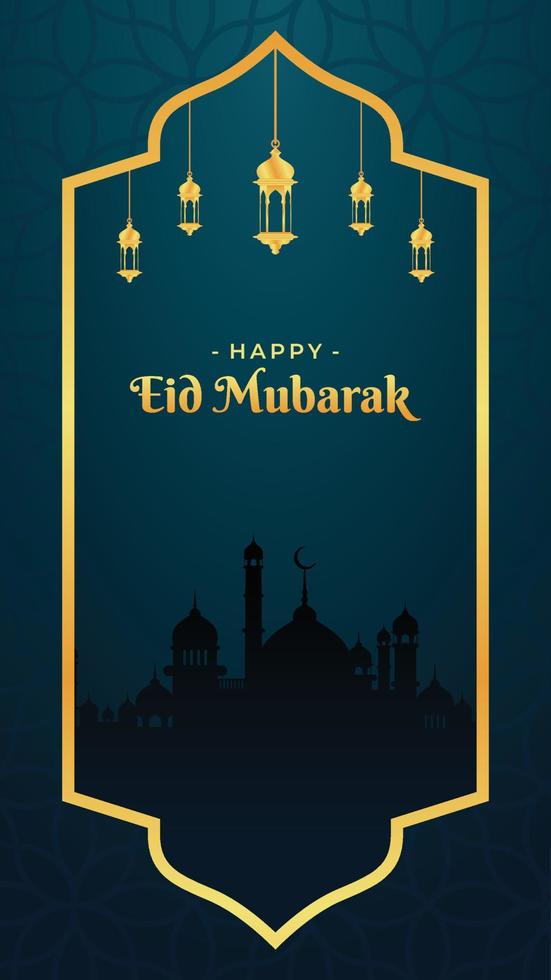 eid mubarak sociale media storia, eid ul Fitr mubarak o eid ul adha disegno, santo giorno islamico sociale media inviare o Ramadan kareem striscione, geometrico forma design sfondo spazio per testo gratuito vettore