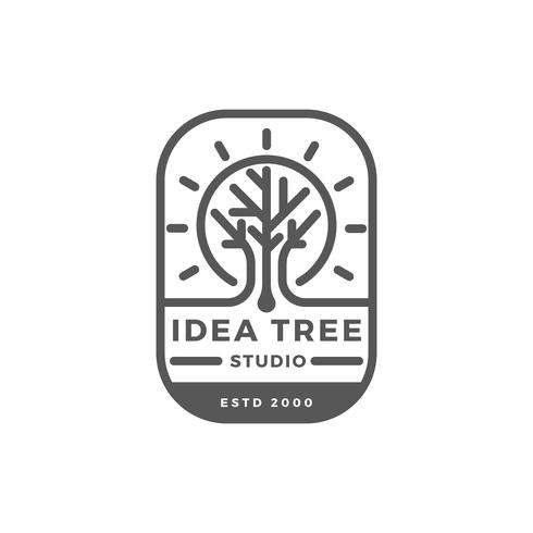 Modello di vettore di Studio distintivo di logo albero piatto