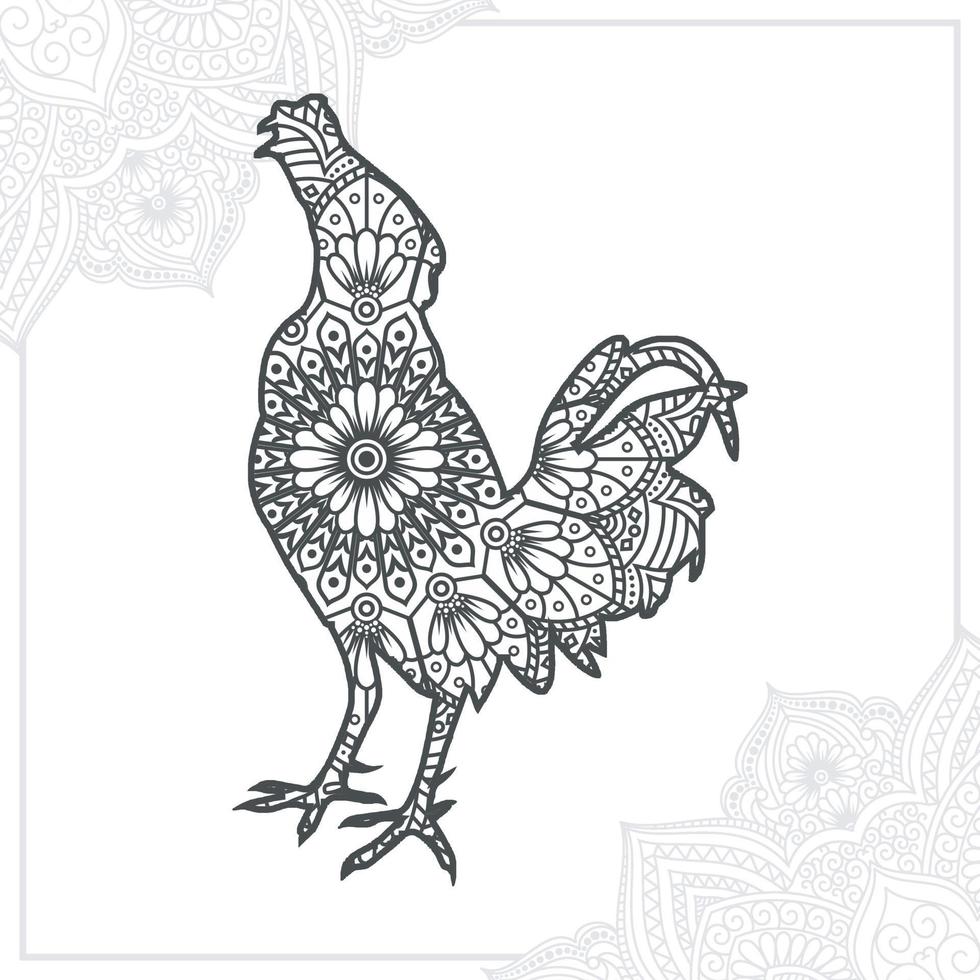 mandala di pollo. elementi decorativi vintage. modello orientale, illustrazione vettoriale. vettore