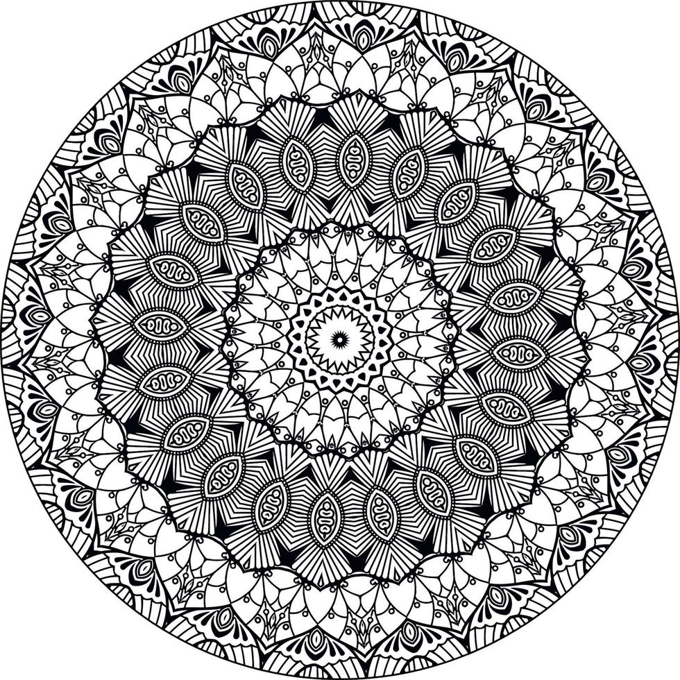 decorativo mandala con marino elementi e onde su bianca isolato sfondo. per colorazione libro pagine. vettore