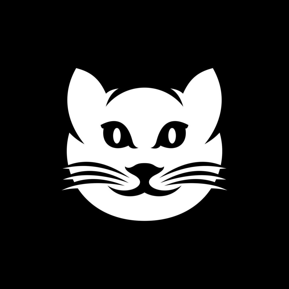gatto testa divertente creativo logo design vettore