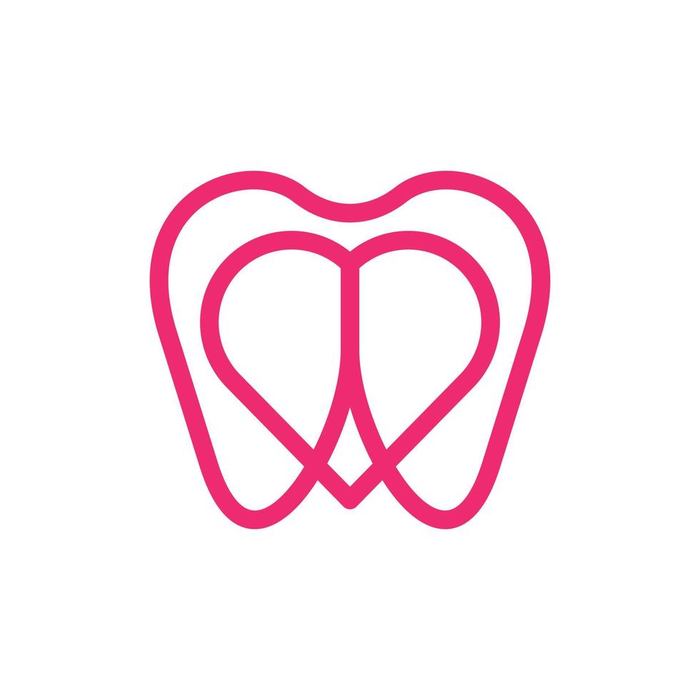 dentale amore linea semplice logo vettore