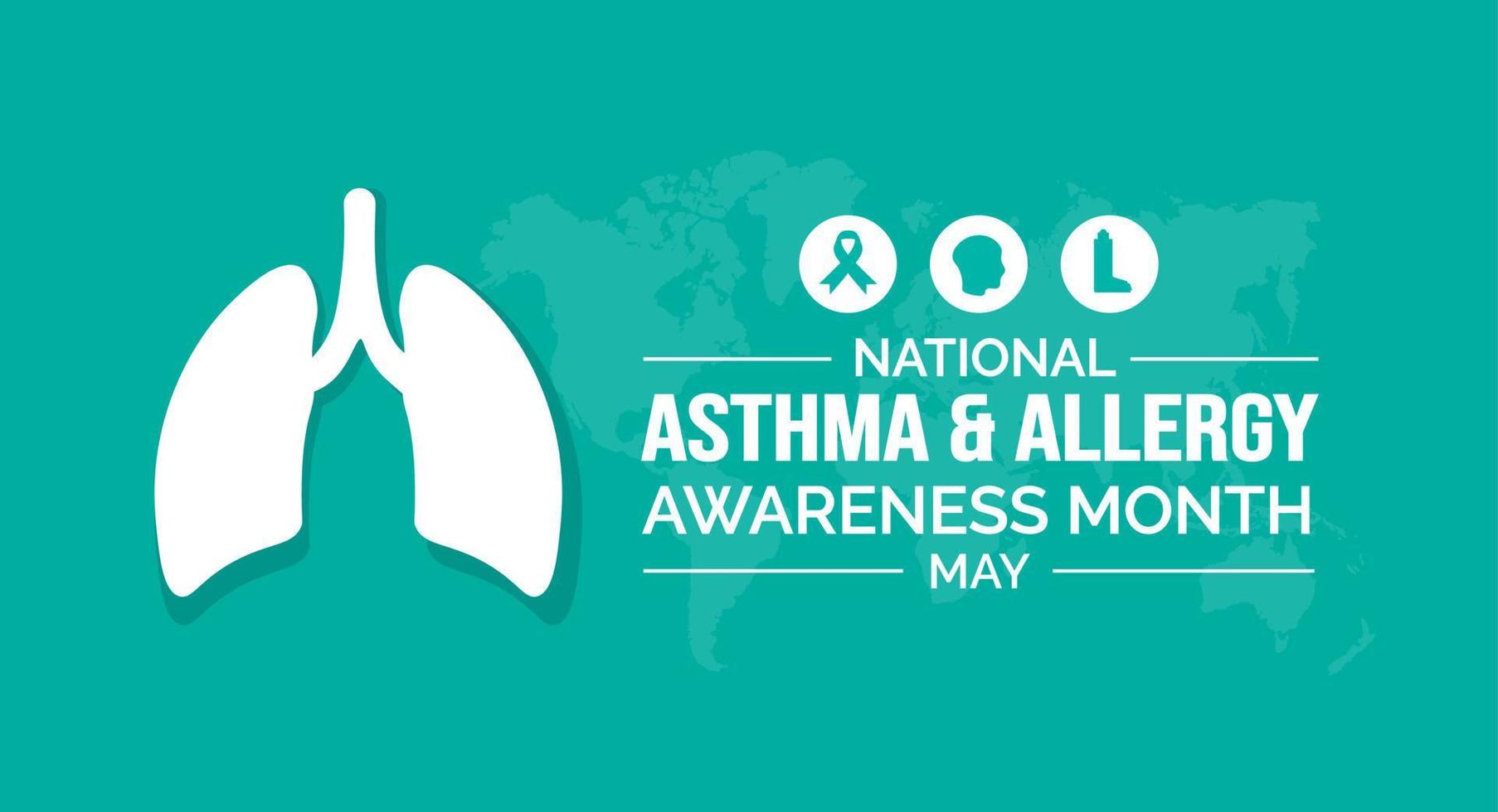 nazionale asma e allergia consapevolezza mese sfondo o bandiera design modello celebre nel Maggio vettore