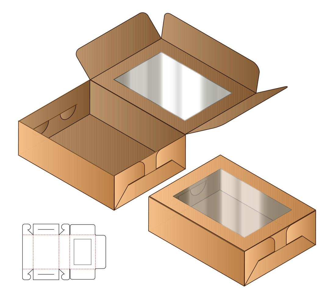 disegno del modello fustellato di imballaggio della scatola. Modello 3d vettore