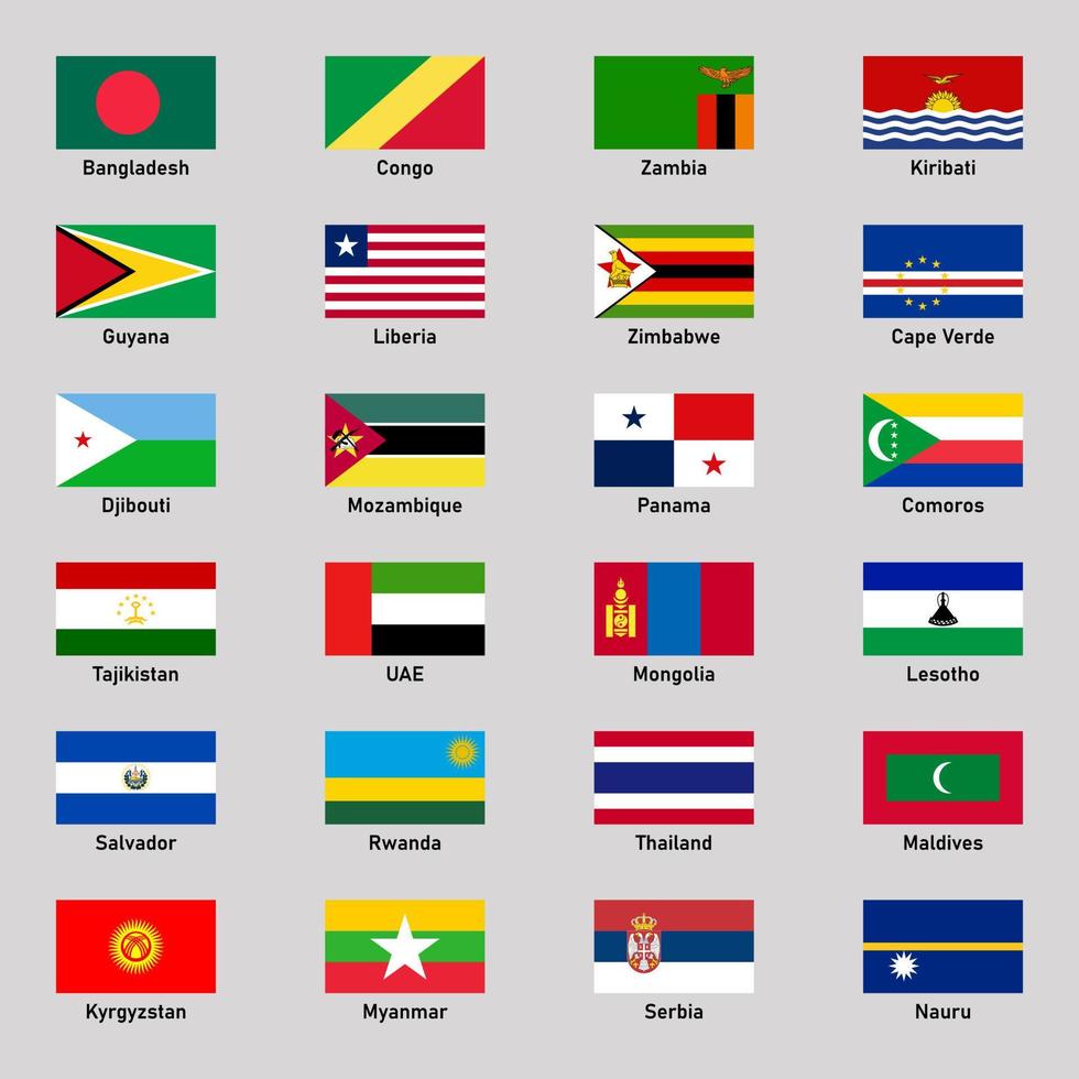 impostato di bandiere di diverso regioni paesi nel piatto stile. vettore