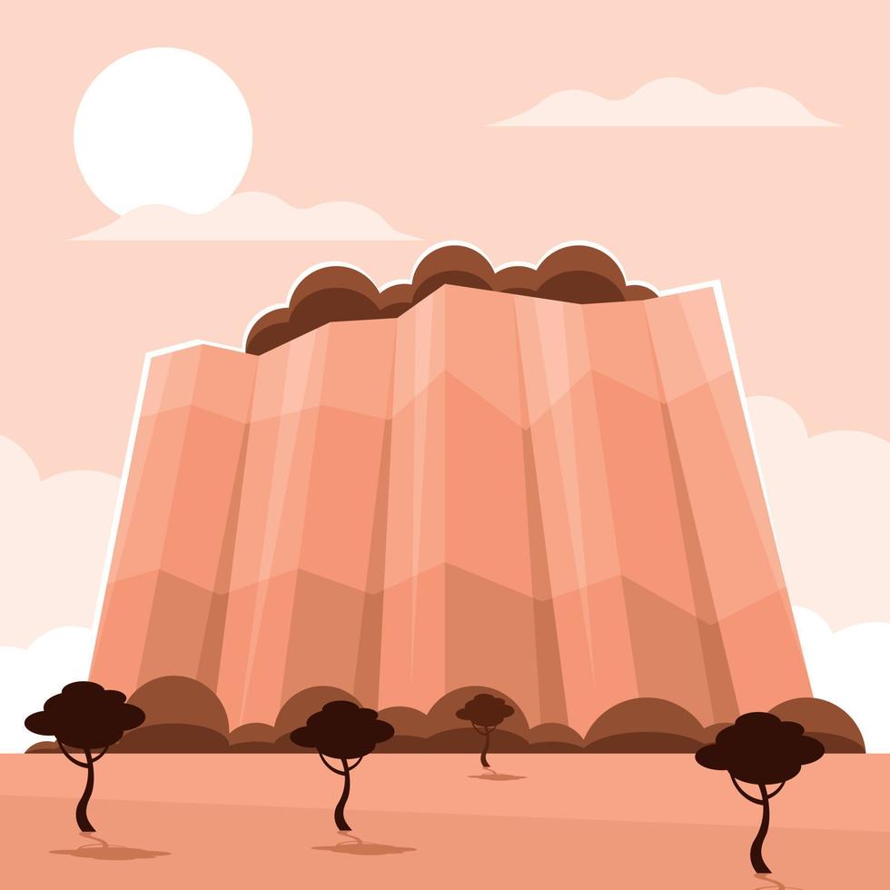montagna roccia circondato di alberi vettore