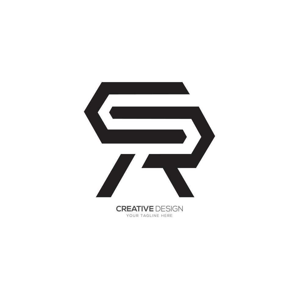 lettera c r o S r moderno unico forma creativo monogramma negativo spazio logo vettore