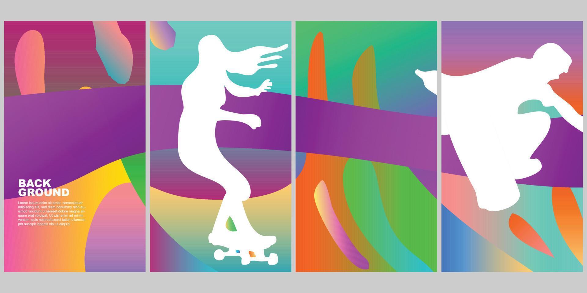 sfondo impostato skateboard estate colore pop verticale pendenza vettore