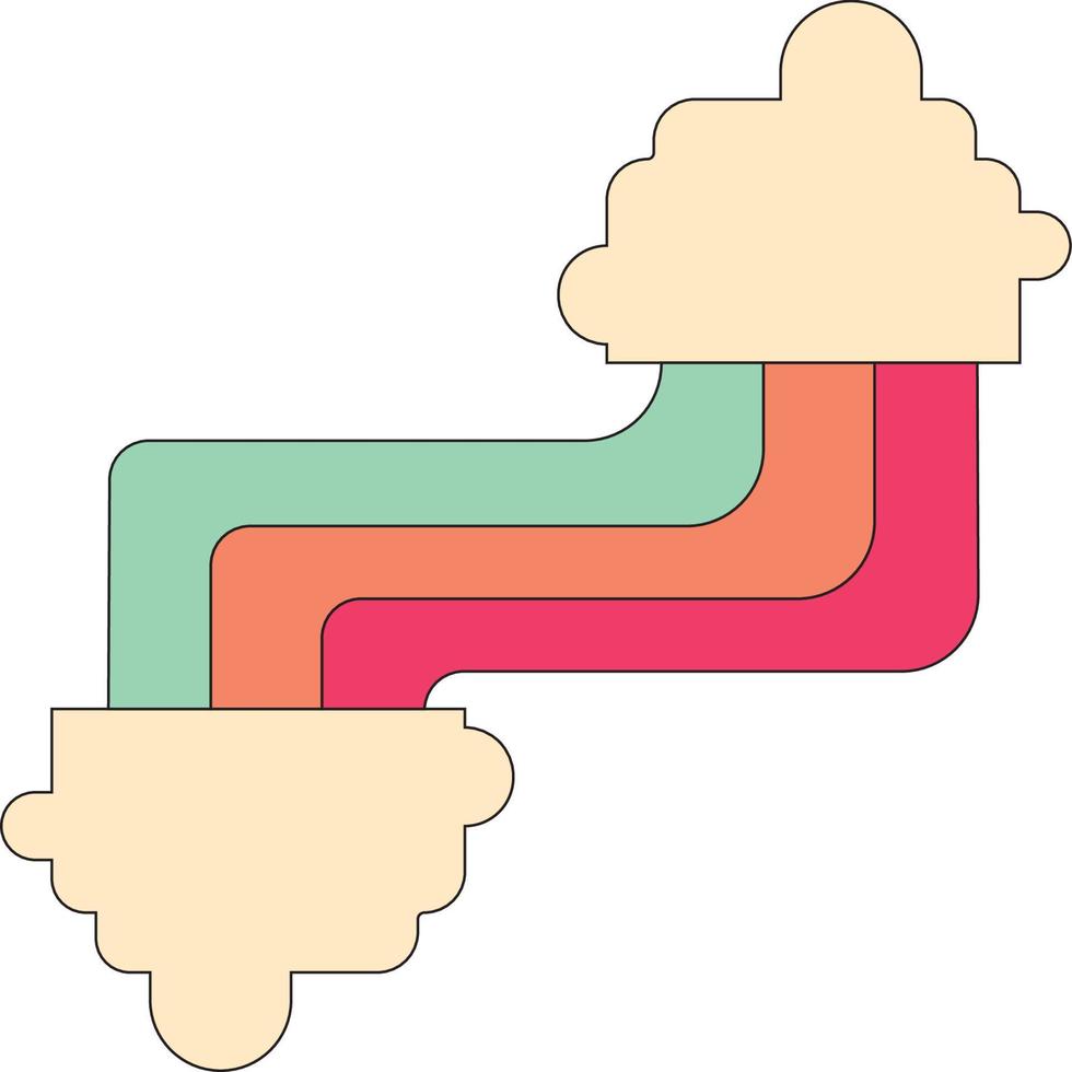 illustrazione vettore grafico di retrò Groovy nube e arcobaleno icona