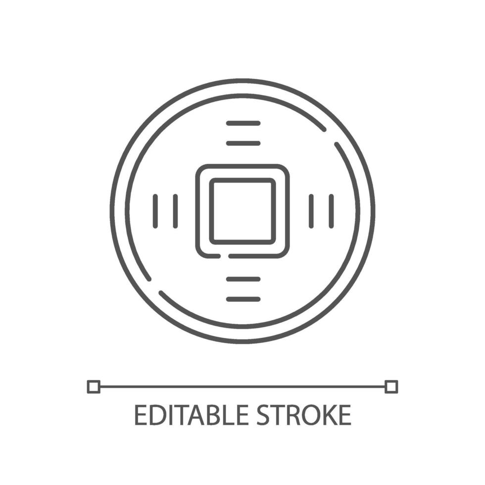 icona lineare di monete antiche cinesi vettore