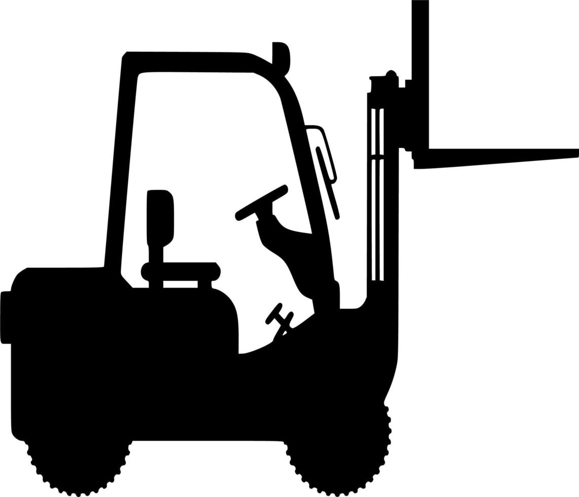 vettore silhouette di carrello elevatore a forca su bianca sfondo