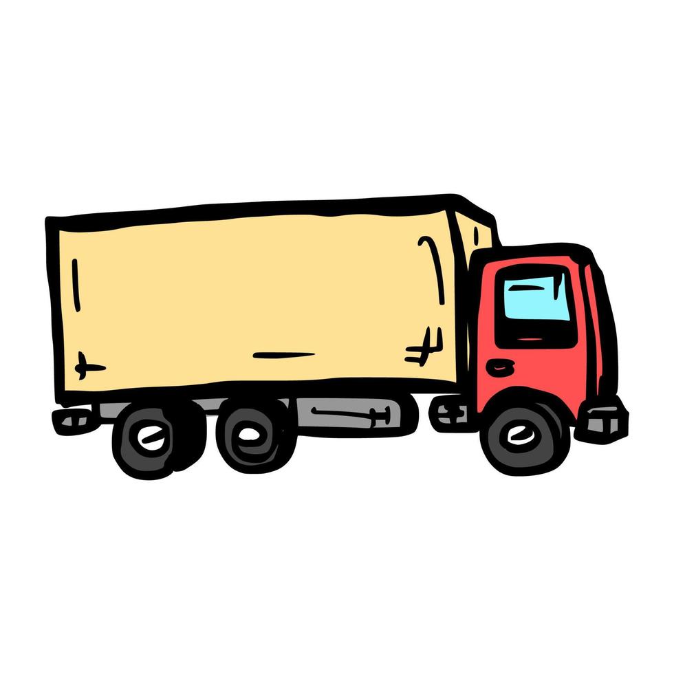 trailer camion scarabocchio illustrazione su isolato sfondo vettore