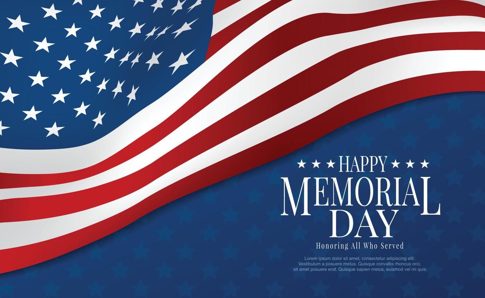 Memorial Day - ricorda e onora con la bandiera degli Stati Uniti, illustrazione vettoriale. vettore