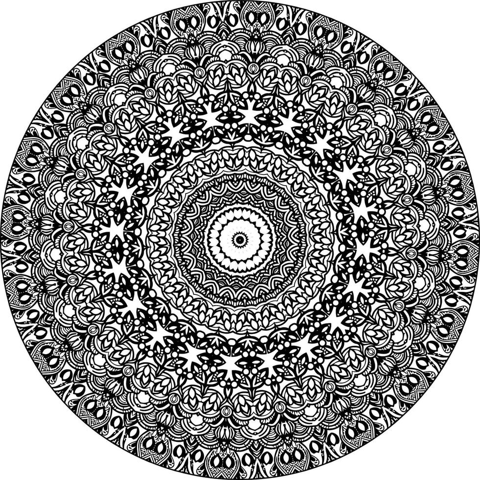 mandala colorazione libro arte, sfondo disegno, piastrella modello, camicia, saluto carta, etichetta, pizzo modello e tatuaggio. decorazione per interno design. vettore etnico orientale cerchio ornamento. sfondo