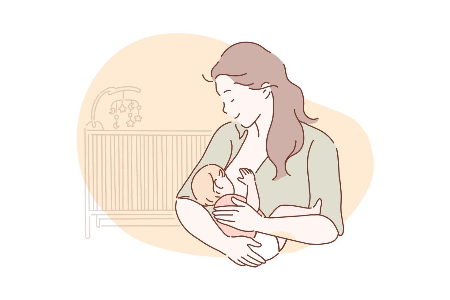 allattamento al seno, maternità, infanzia concetto. vettore