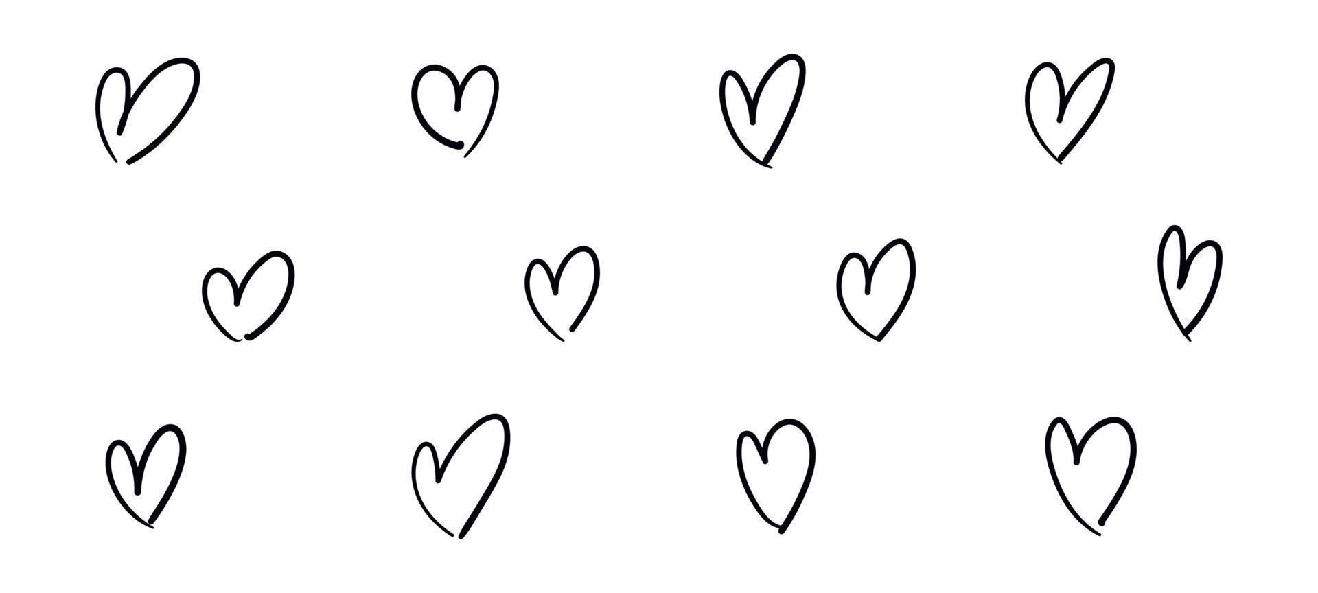 scarabocchio cuore mano disegnato forme impostare. amore schizzo icone collezioni. vettore isolato illustrazione