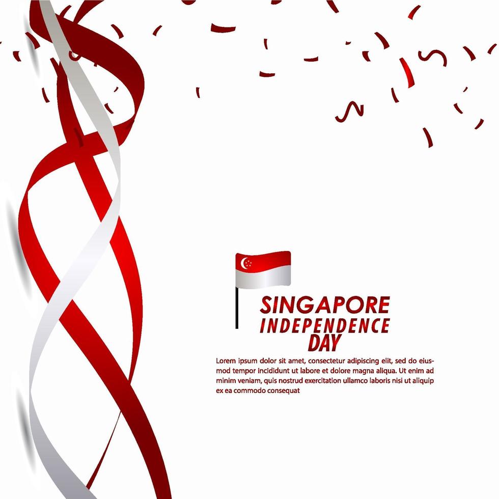 illustrazione di progettazione del modello di vettore di celebrazione del giorno dell'indipendenza di singapore