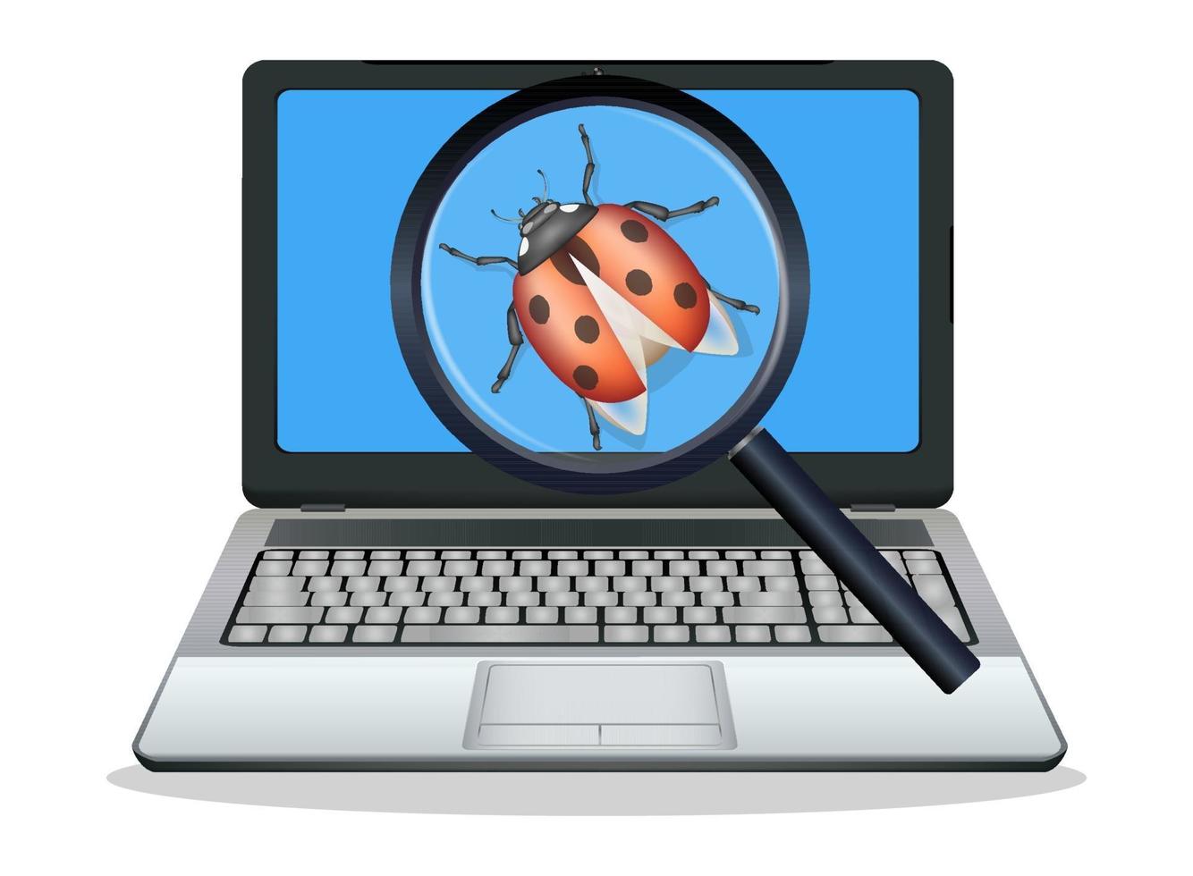 laptop trovato bug del computer vettore