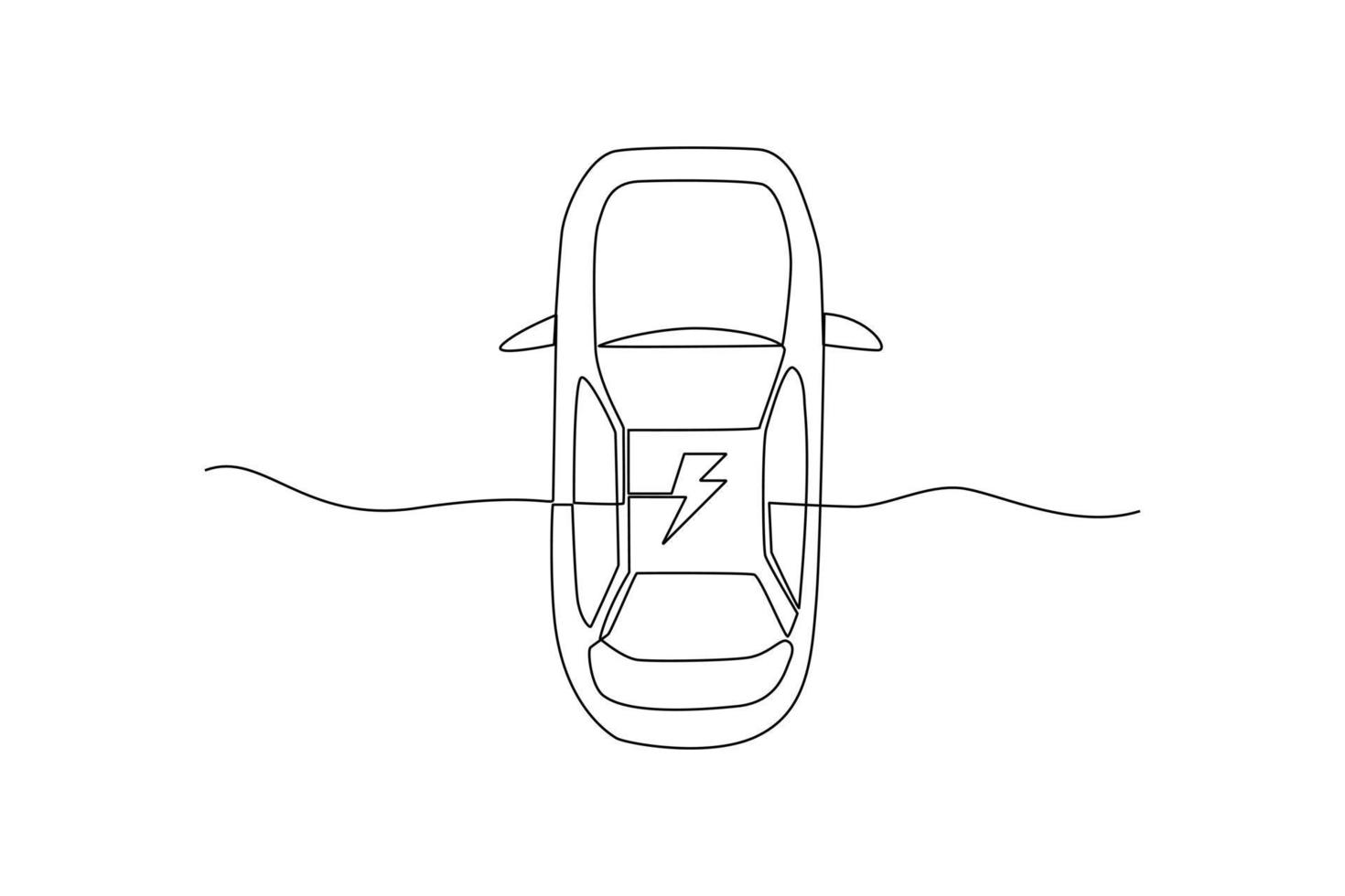 continuo uno linea disegno berlina. elettrico auto concetto. singolo linea disegnare design vettore grafico illustrazione.