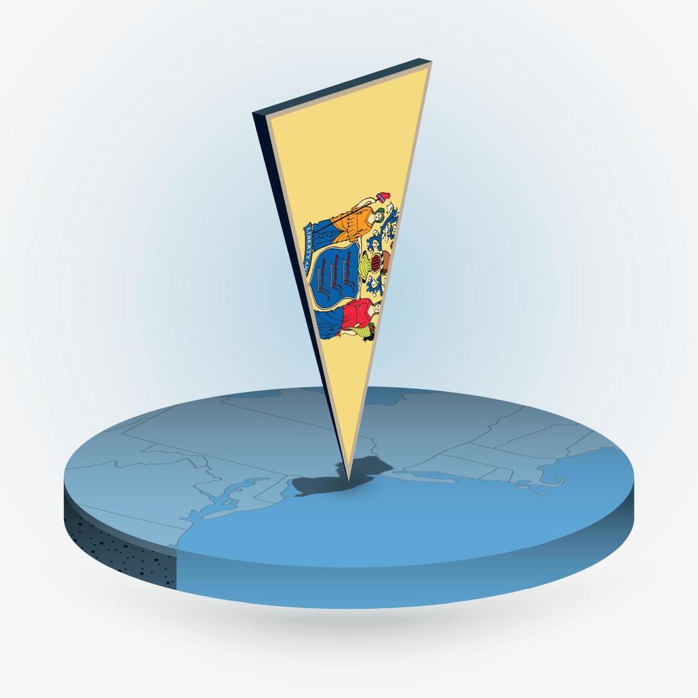 nuovo maglia carta geografica nel il giro isometrico stile con triangolare 3d bandiera di noi stato nuovo maglia vettore