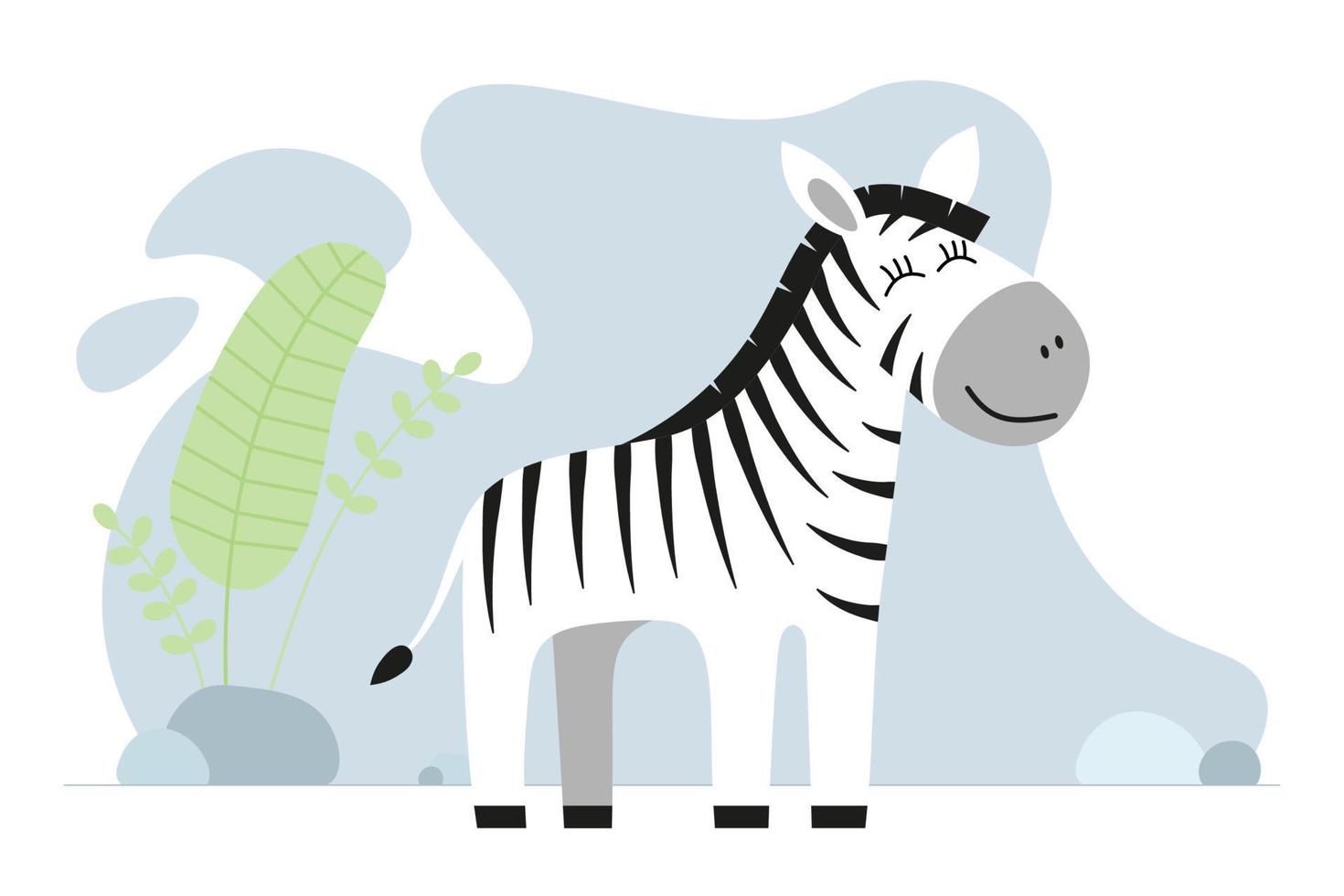 carino cartone animato zebra. disegno africano bambino selvaggio sorridente carattere. genere sorridente giungla safari animale. vettore eps creativo grafico mano disegnato Stampa