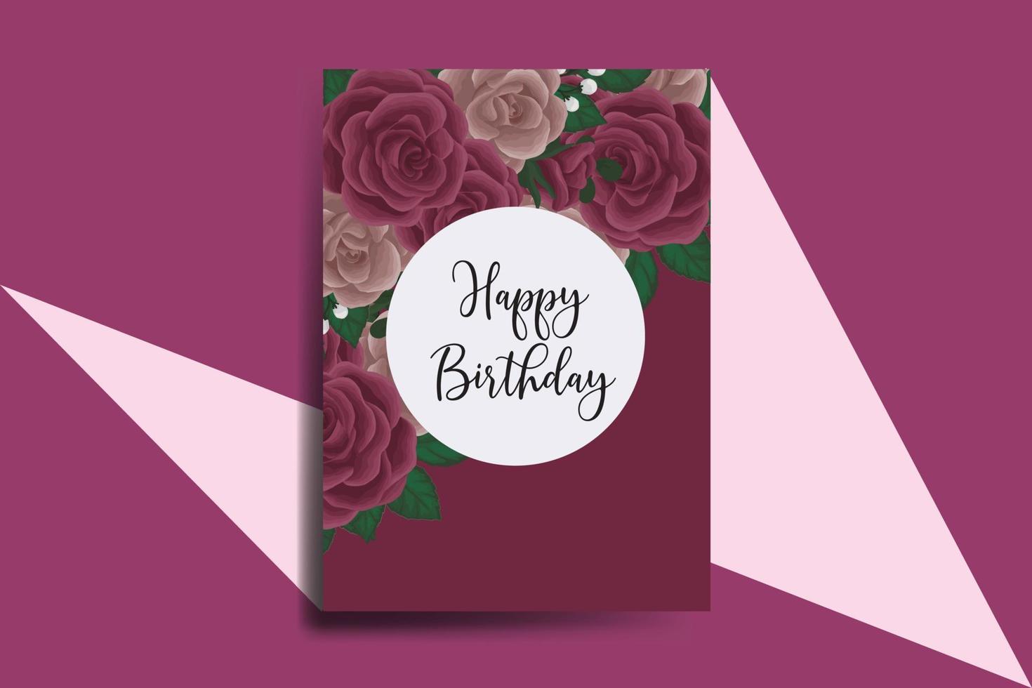 saluto carta compleanno carta digitale acquerello mano disegnato marrone rosa fiore design modello vettore