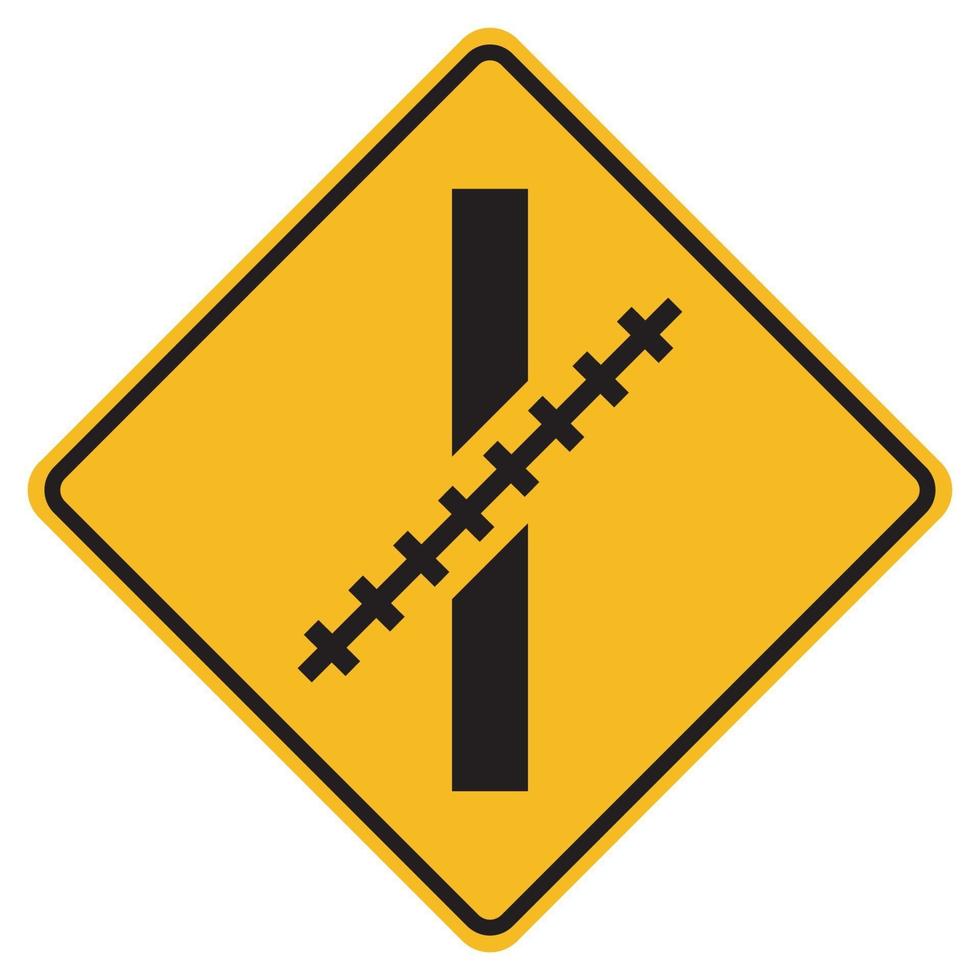 segnali di avvertimento passaggio a livello ferroviario ad angolo obliquo su sfondo bianco vettore