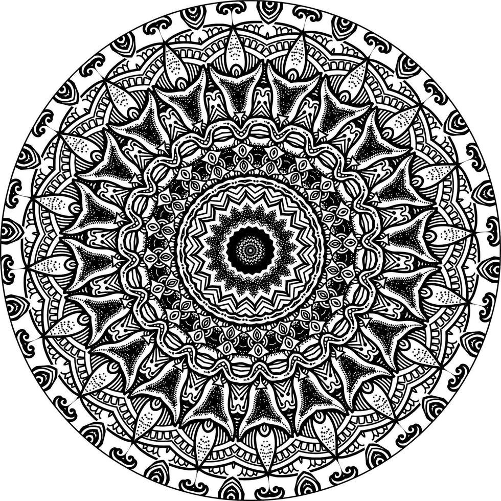 decorativo mandala con marino elementi e onde su bianca isolato sfondo. per colorazione libro pagine. vettore