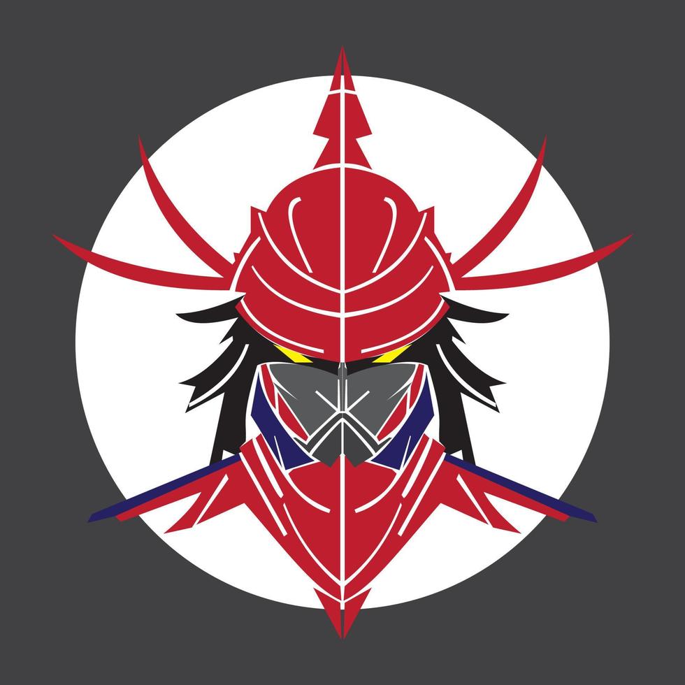 samurai simmetrico logo design moderno illustrazione vettore