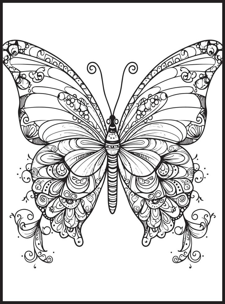 farfalla colorazione pagine per adulti vettore