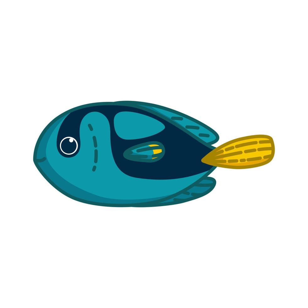 blu pesce chirurgo isolato nel bianca sfondo. vettore illustrazione nel cartone animato stile