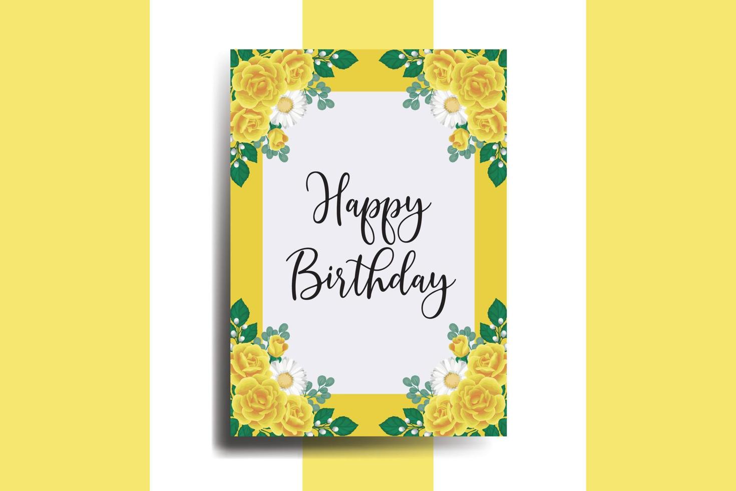 saluto carta compleanno carta digitale acquerello mano disegnato giallo rosa fiore design modello vettore