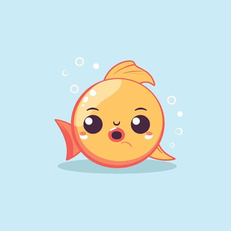 carino kawaii pesce chibi portafortuna vettore cartone animato stile