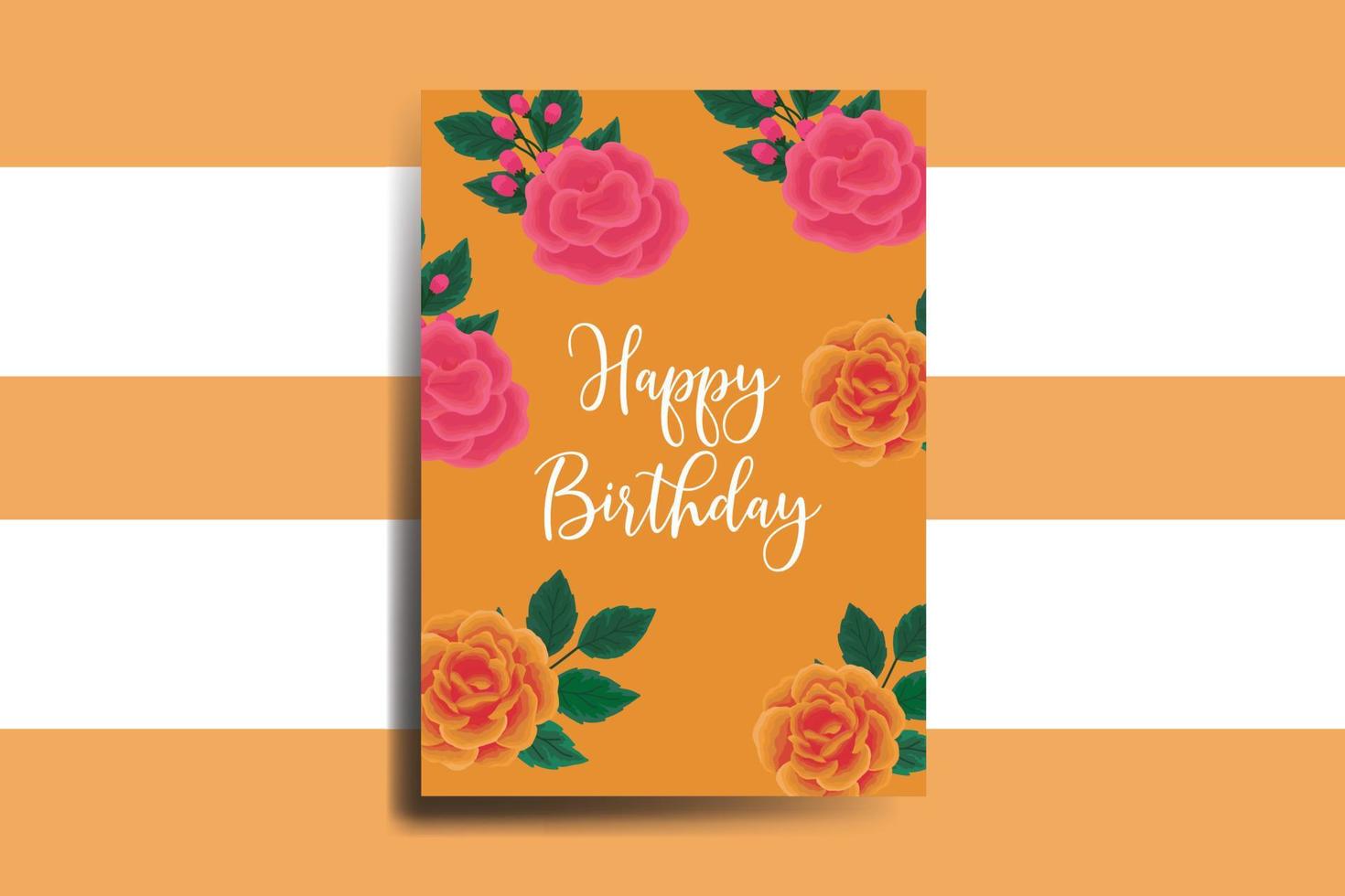 saluto carta compleanno carta digitale acquerello mano disegnato arancia rosa fiore design modello vettore