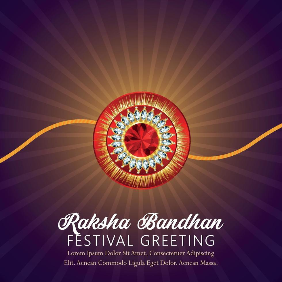 rakhi creativo del festival indiano, biglietto di auguri felice celebrazione di raksha bandhan vettore