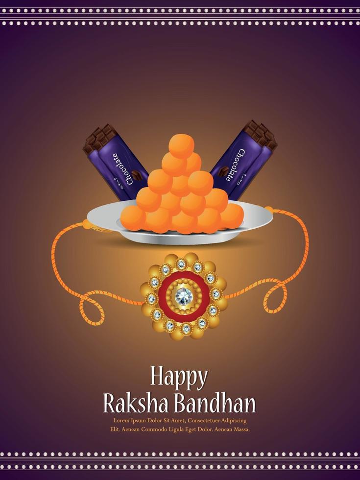 volantino festival indiano felice raksha bandhan con rakhi di cristallo vettore